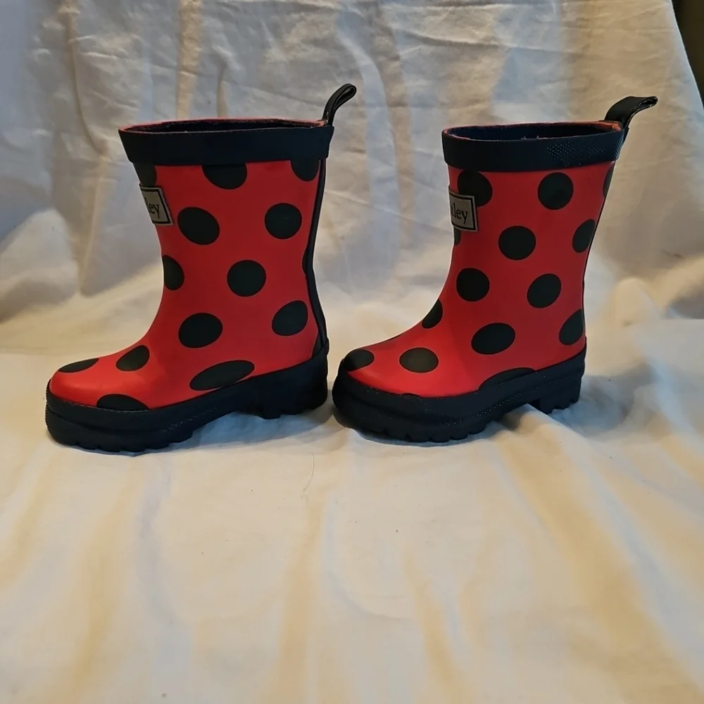 Hatley KIDS RED BLUE POLKA‎ DOT RAIN BOOTS SIZE 5